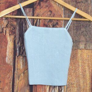 ABERCROMBIE & FITCH Women's XXS Light Blue Ribbed Crop Top Tank Shirt